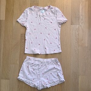 H&M Light Pink Watermelon Print Pajama Set
